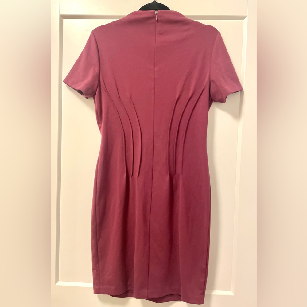 Catherine Malandrino Womens Sheath Jesse Cutout Pintuck Dress Eggplant